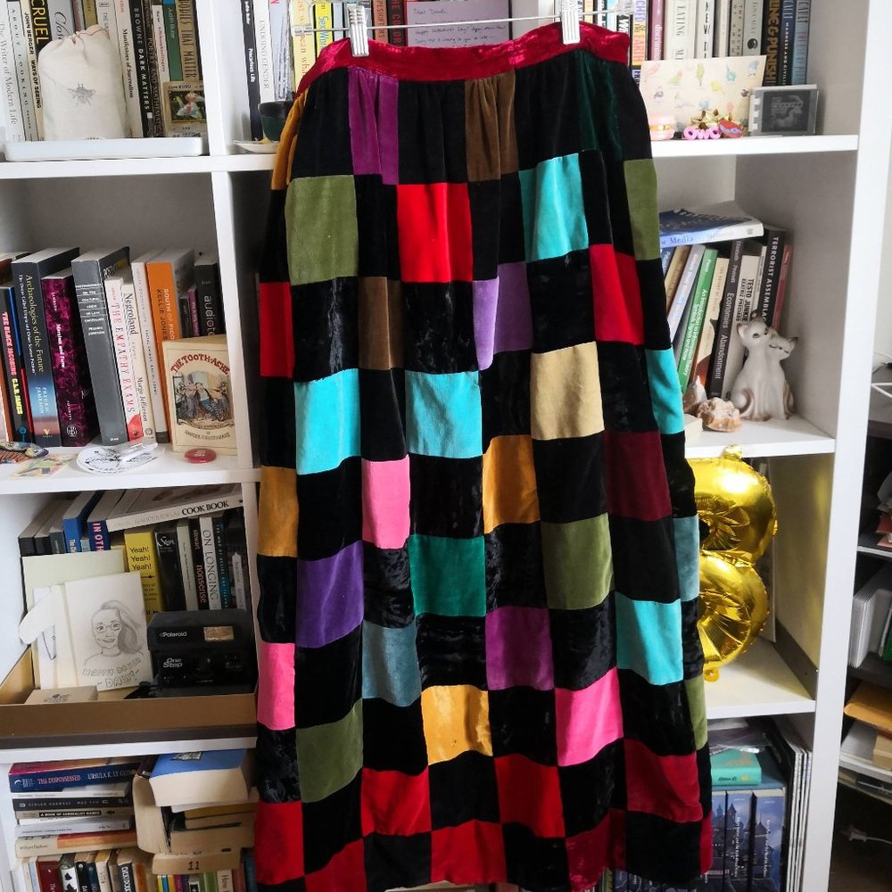 vintage handmade patchwork velvet maxi skirt